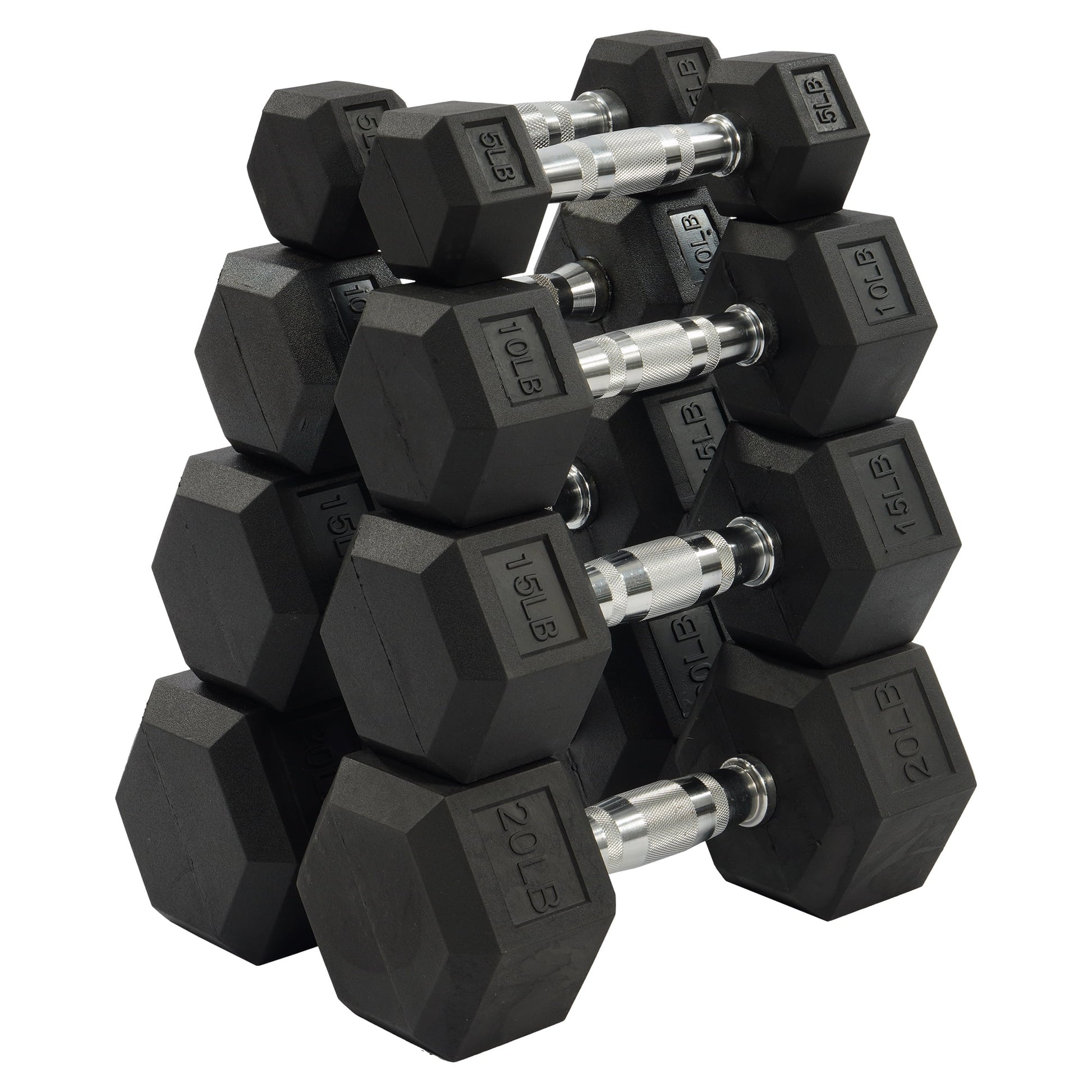 Dumbbell Set, Pairs of 5 Lb, 10 Lb, 15 Lb, and 20 Lb