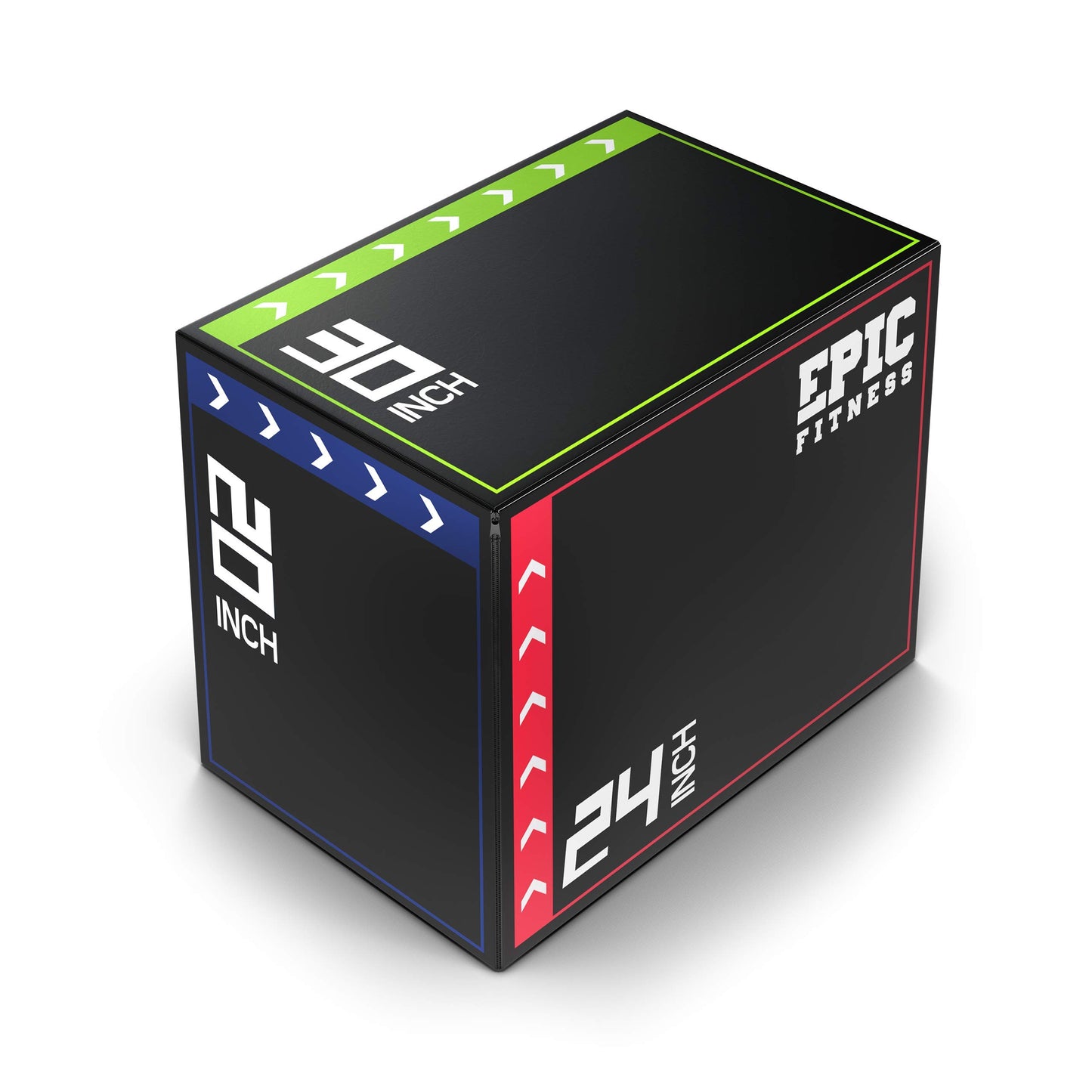 Epic Fitness 3-in-1 Foam Plyometric Jump Box - High-Density EPE Foam Core - Non-Slip & Easy-to-Clean PVC Leather Cover - Box Height: 20", 24", 30" - For HIIT, MMA, Crossfit, Exercise, Fitness Training